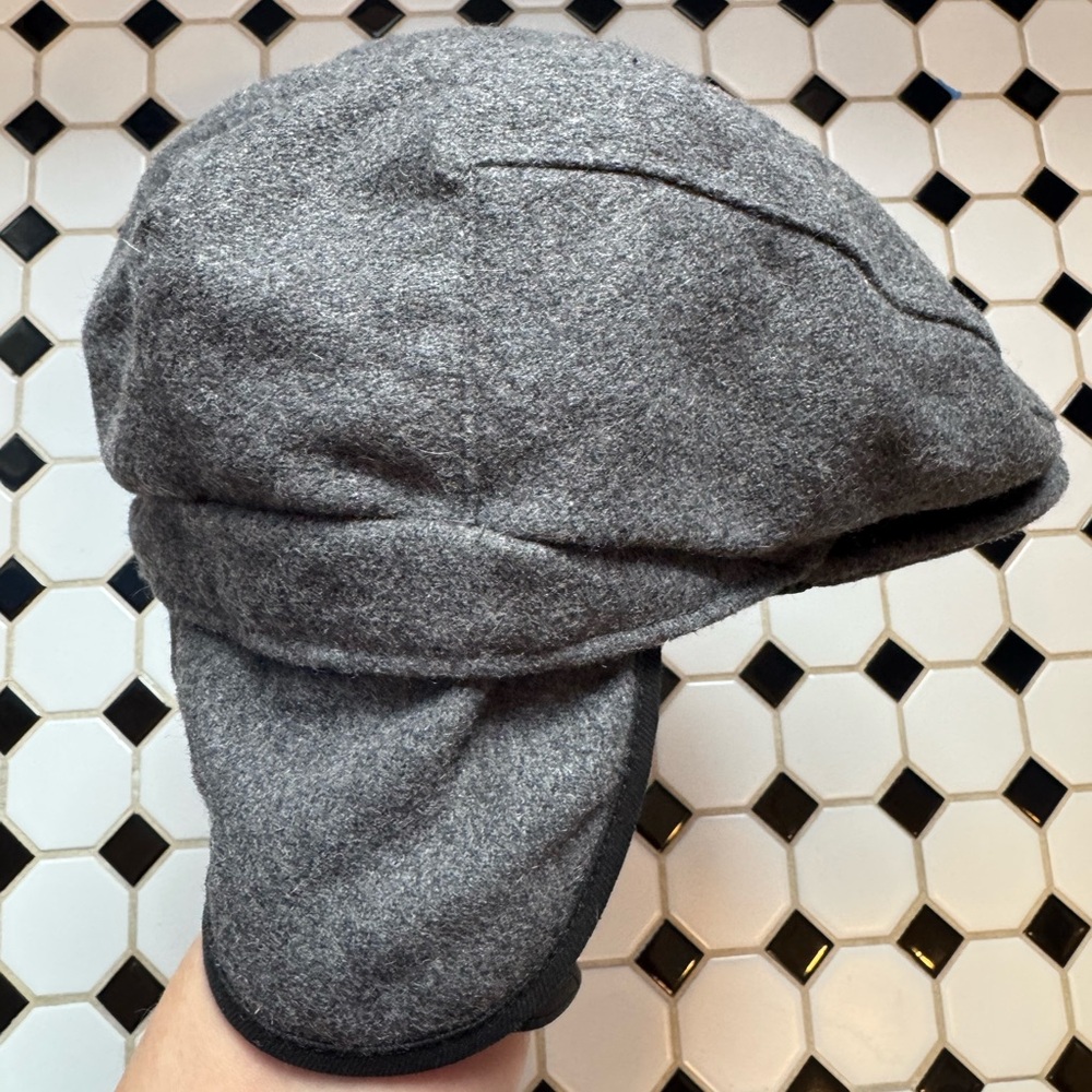 DOCKERS : Grey Wool-Blend Newsboy Cap